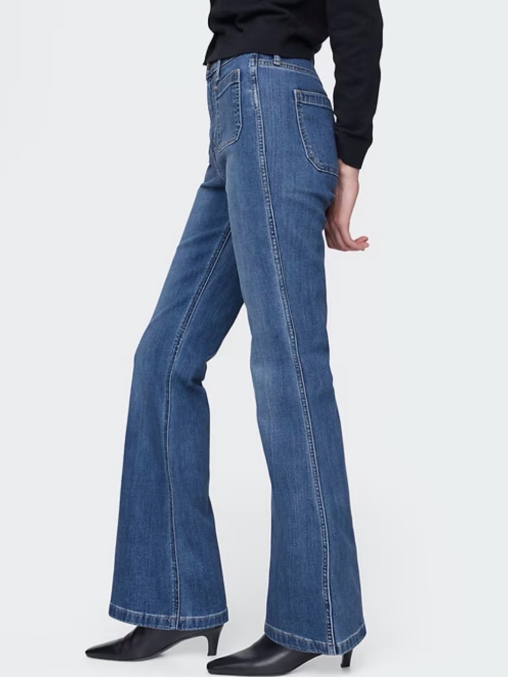 GAP Mid Blue High-Rise Flare Jeans - Picture 2 of 7